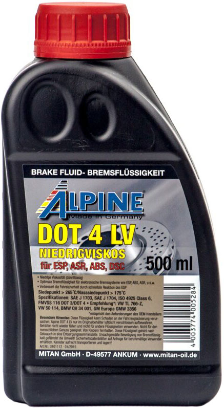 Гальмівна рідина ALPINE DOT 4 0,5 л (4003774005284)
